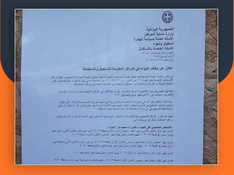 قرار جديد يهدد مئات الفلسطينيين في اليونان بالتشرد